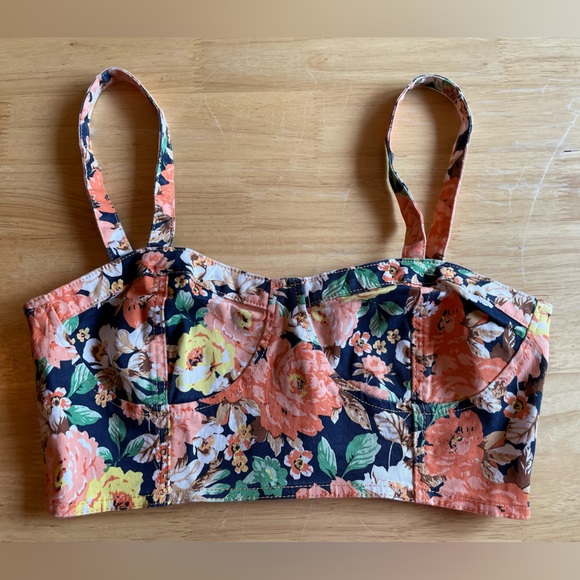 MINKPINK Tops - MINKPINK Denim Bustier Crop Top